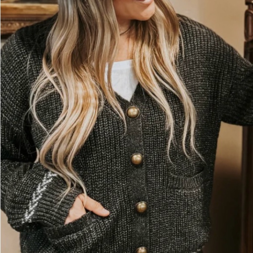 Women's Black Button-Up Sweater
